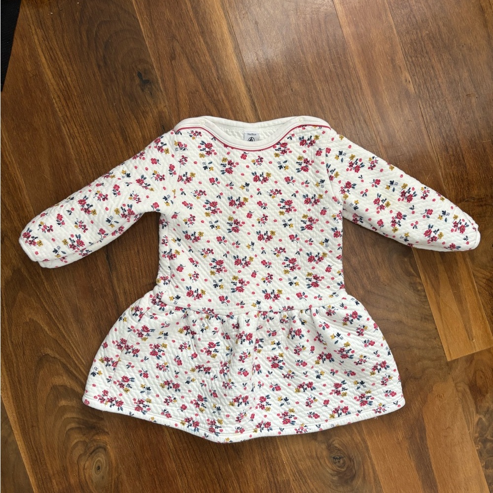 Petit Bateau White Floral Baby Dress Size 24 months
